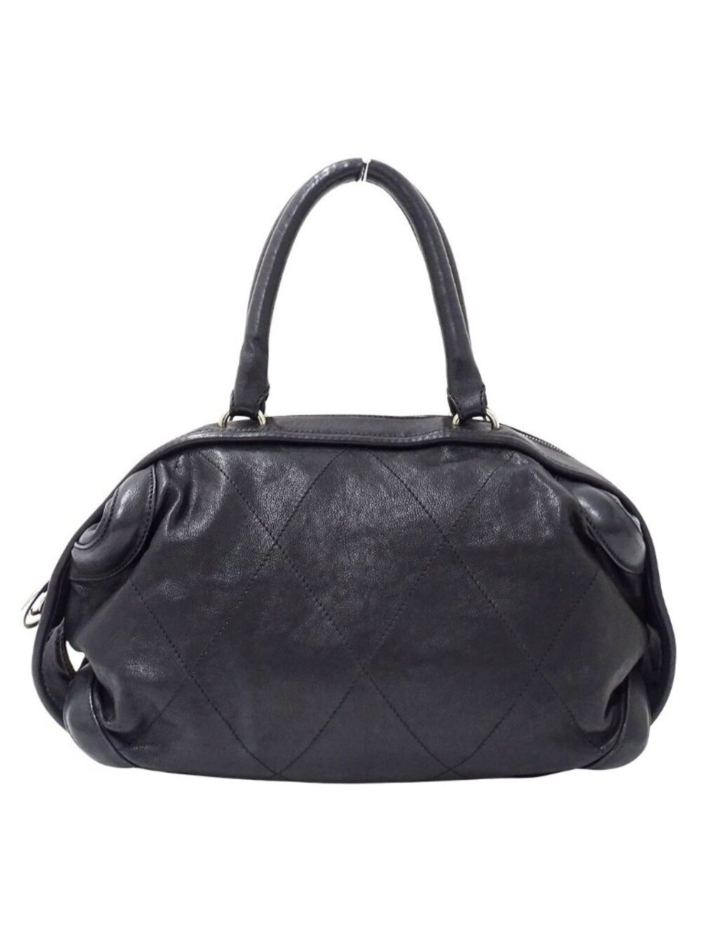 Chanel Wild Stitch Brands Leather Black Silver Mini Boston Bag